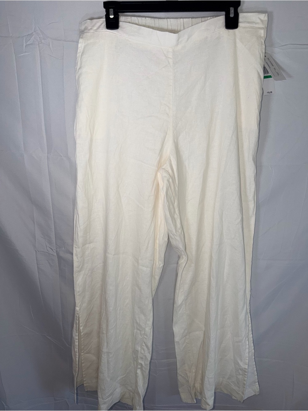 Cable & Gauge Studio Wide-Leg Linen-Blend Pants with Side Slits Sz: L